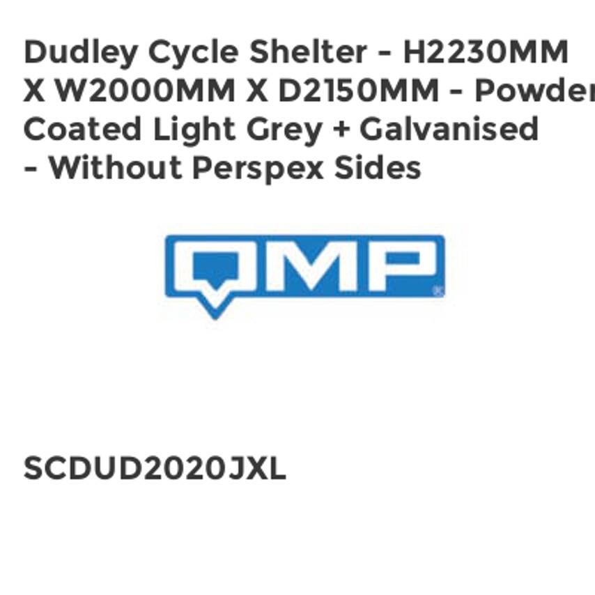 QMP Dudley Cycle Shelter - H2230mm x W2000mm x D2150mm - Powder Coated Light Gre