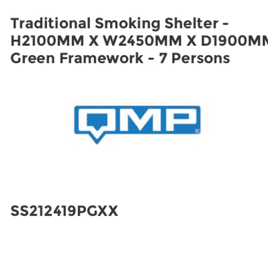 QMP Traditional Smoking Shelter - H2100mm x W2450mm x D1900mm - Green Framework