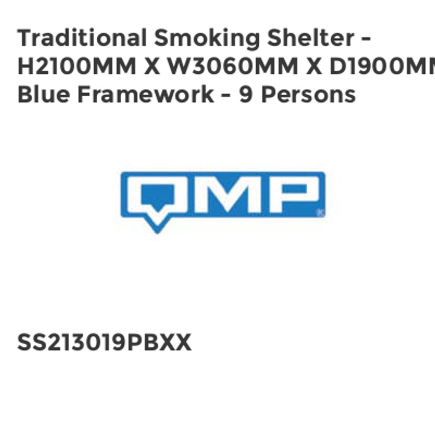 QMP Traditional Smoking Shelter - H2100mm x W3060mm x D1900mm - Blue Framework -