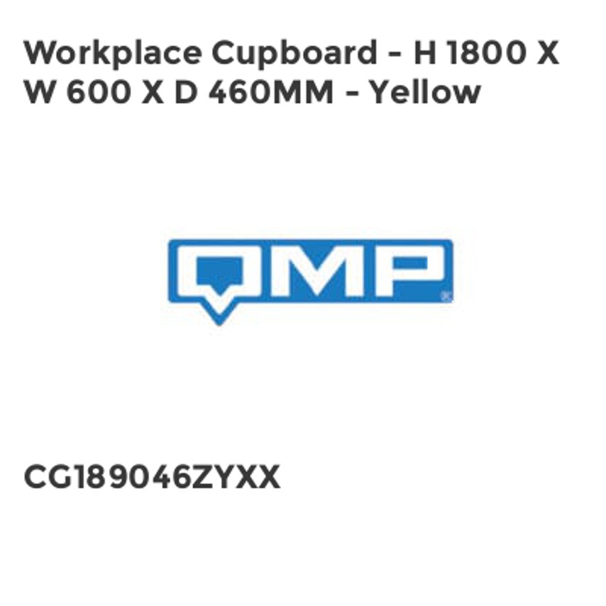 QMP Workplace Cupboard - H 1800 X W 600 X D 460mm - Yellow