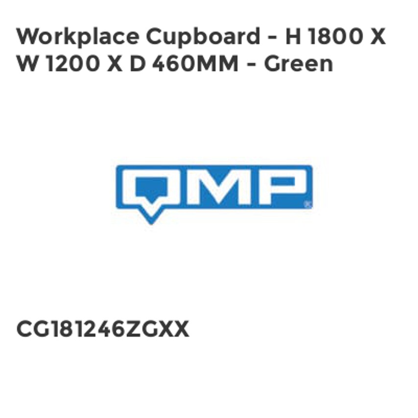 QMP Workplace Cupboard - H 1800 X W 1200 X D 460mm - Green