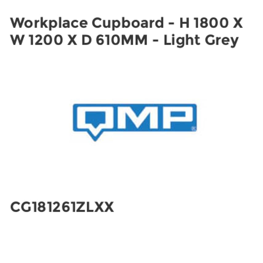 QMP Workplace Cupboard - H 1800 X W 1200 X D 610mm - Light Grey