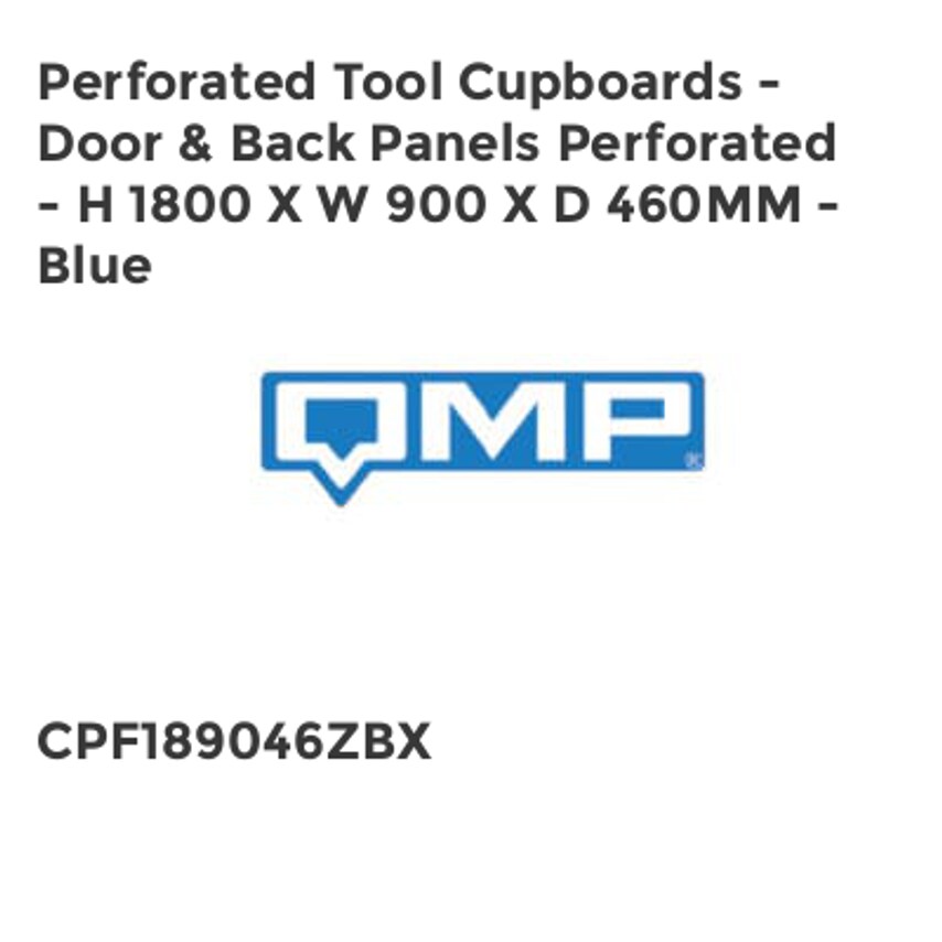 QMP Perforated Tool Cupboards - Door & Back Panels Perforated - H 1800 X W 900 X