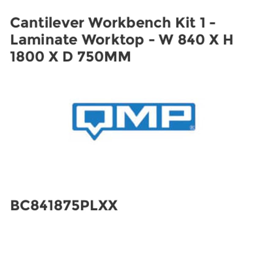 QMP Cantilever Workbench Kit 1 - Laminate Worktop - W 840 X H 1800 X D 750mm