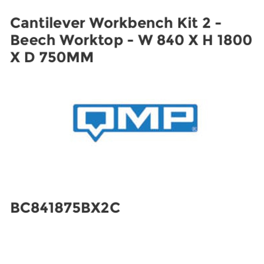 QMP Cantilever Workbench Kit 2 - Beech Worktop - W 840 X H 1800 X D 750mm