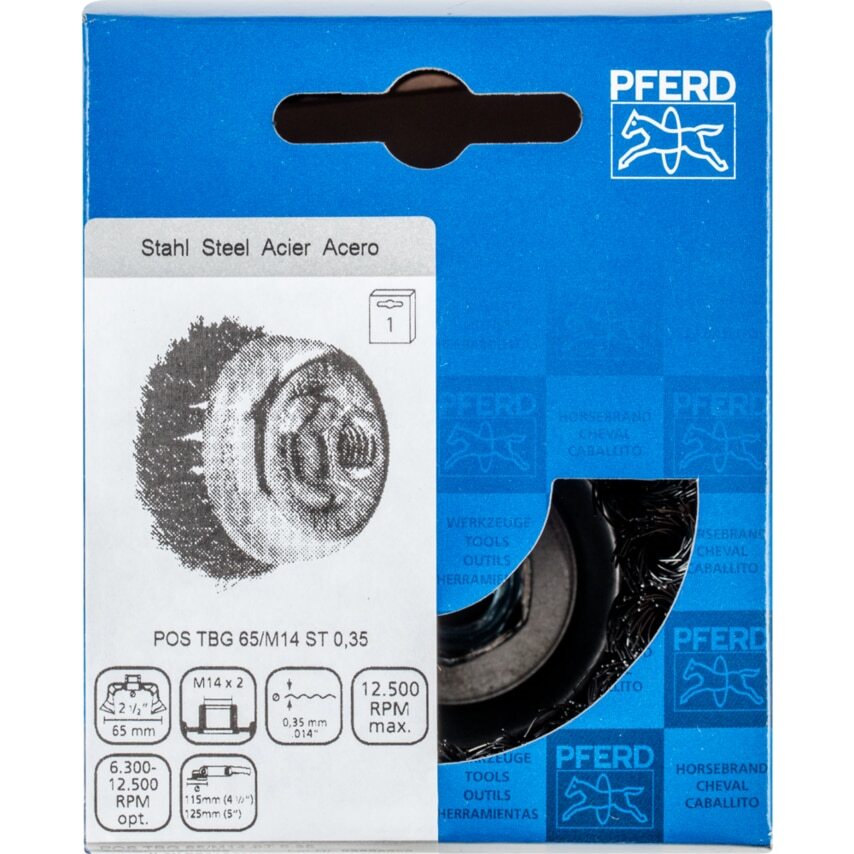 PFERD Brosse boisseau avec filetage, torsadés POS TBG 65/M14 ST 0,35 43305002 1 pc(s)