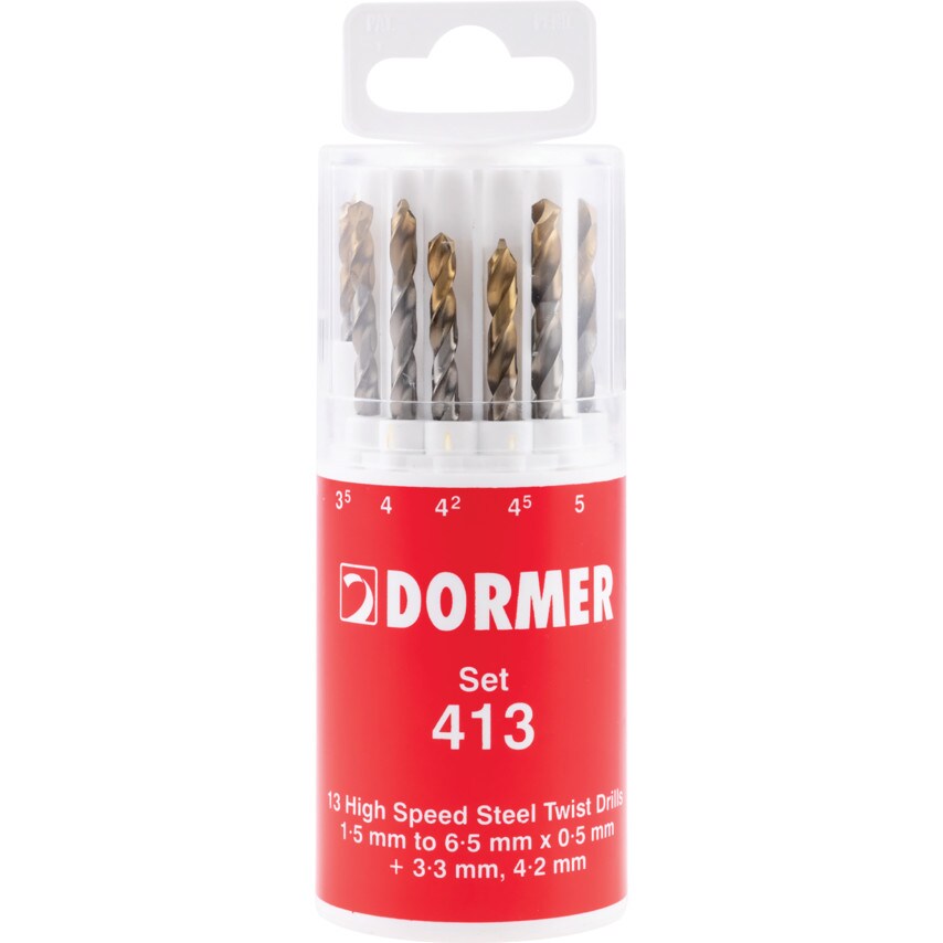 A094 Set 413 HSS Jobber Drill Set - TiN Tip Coated - 13 Piece