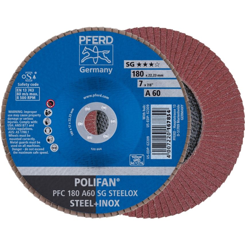 POLIFAN flap discs aluminium oxide A SG STEELOX