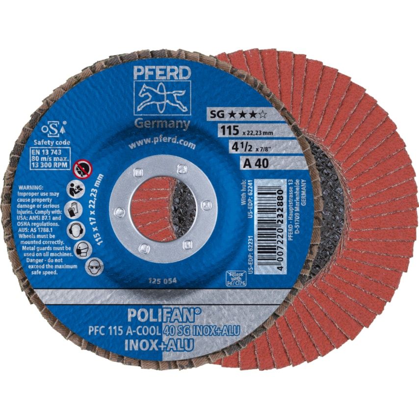 POLIFAN flap discs aluminium oxide A-COOL SG INOX+ALU