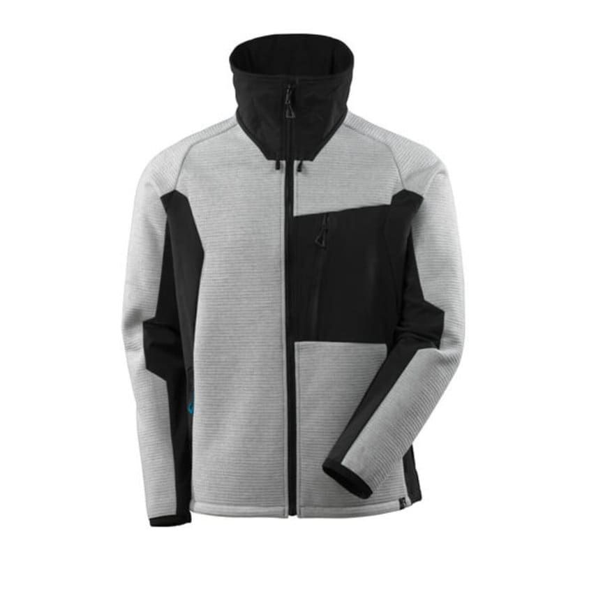 Mascot Grey-Flecked/Black Knitted Jacket with Zipper - XXL