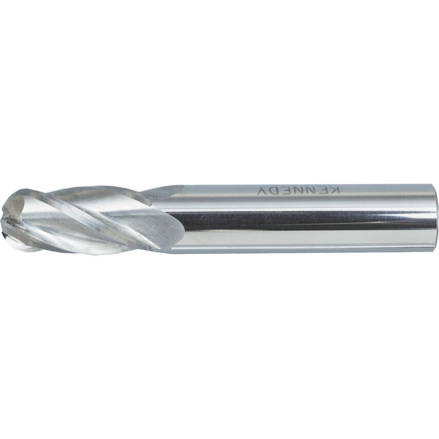 Carbide Micrograin 4 Flute Plain Shank Long Series Ball Nosed End Mill - Metric