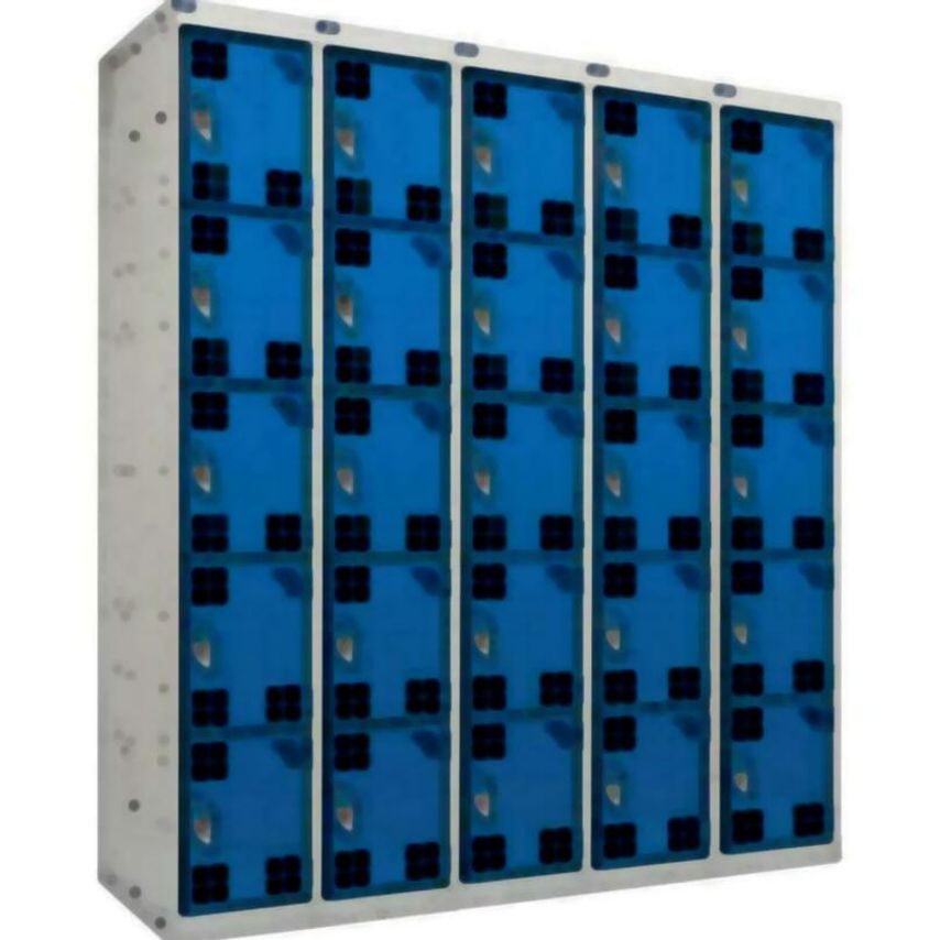 QMP Laptop Charging Locker 1000.500.500 - 8 Tiers, 8 Doors - Red Doors