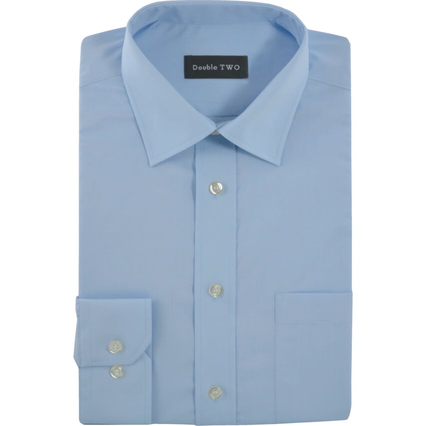 Double Two Men's 16.5in Long Sleeve Blue Poplin Shirt