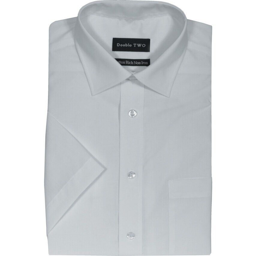 Double Two Men's 16in Short Sleeve White Poplin Shirt