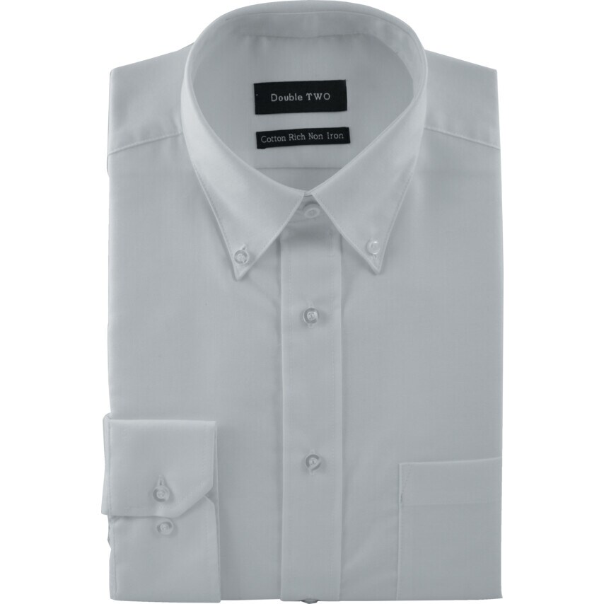 Double Two Men's 15in Long Sleeve White Poplin Shirt