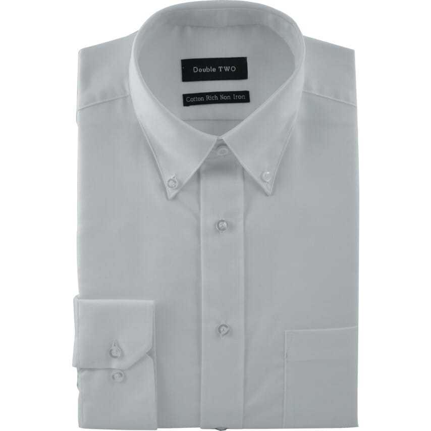 Double Two Men's 18in Long Sleeve White Poplin Shirt