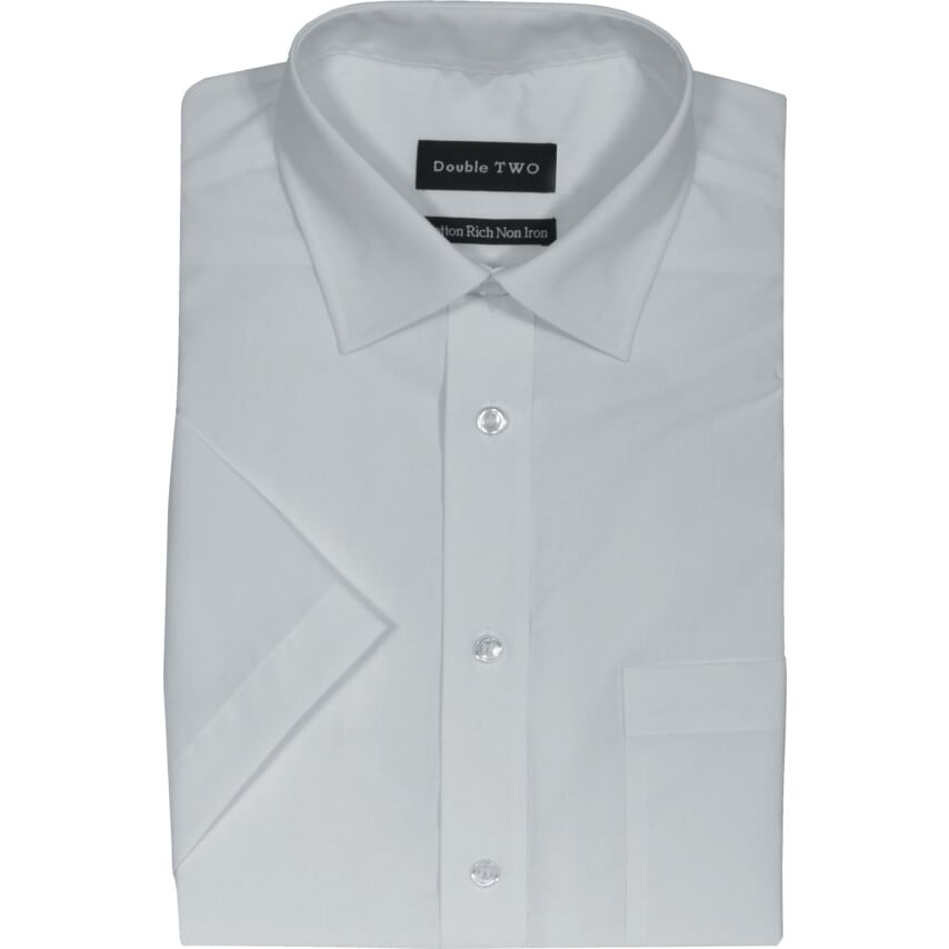 Double Two Men's 15in Short Sleeve White Poplin Shirt