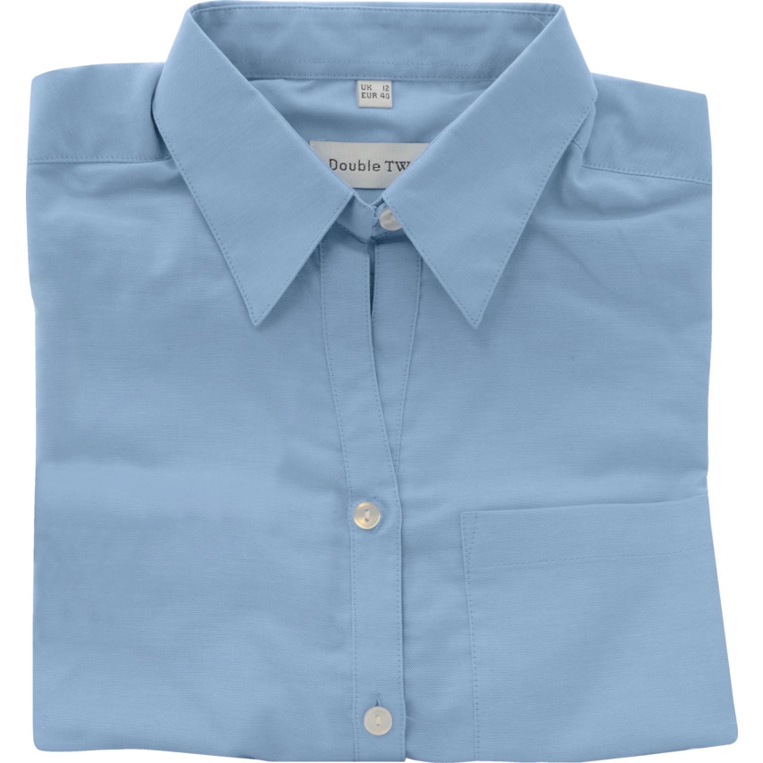 Double Two Women's Size 10 Long Sleeve Pale Blue Oxford Shirt