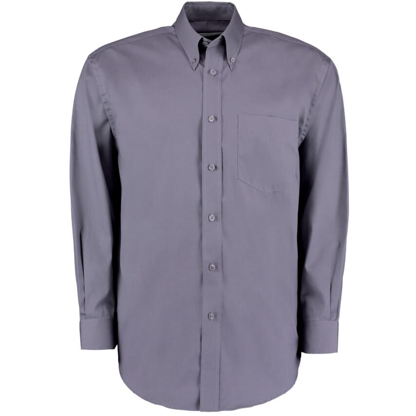 Kustom Kit KK105 Men's 16.5in Long Sleeve Charcoal Oxford Shirt
