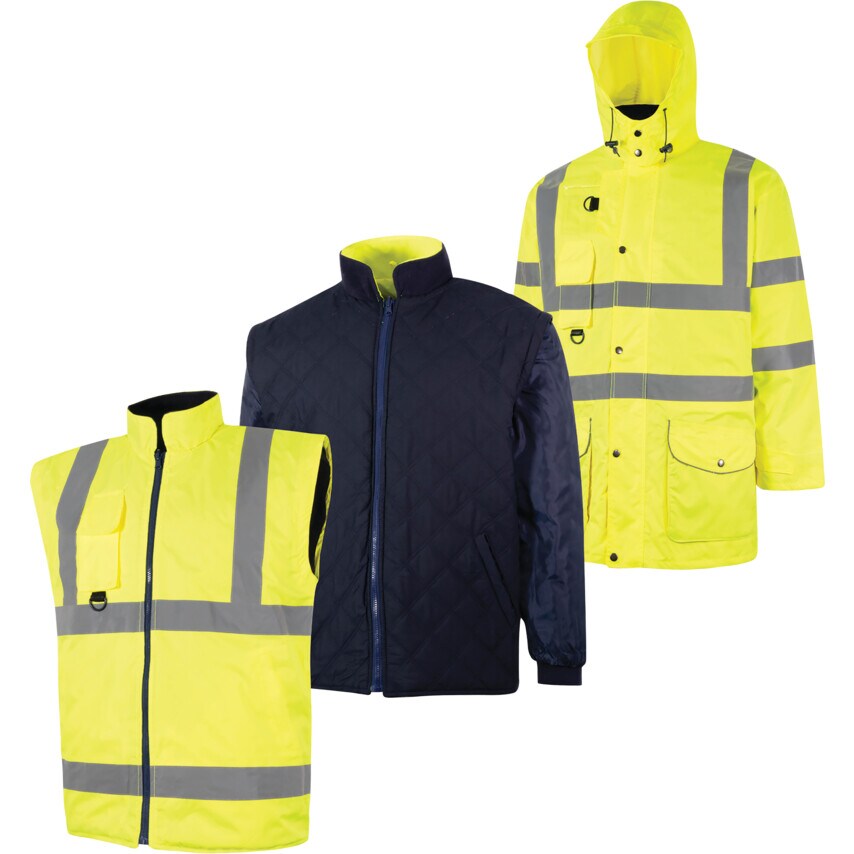 Tuffsafe Hi-vis Small Yellow Waterproof & Breathable 5 in 1 Coat (EN20471)