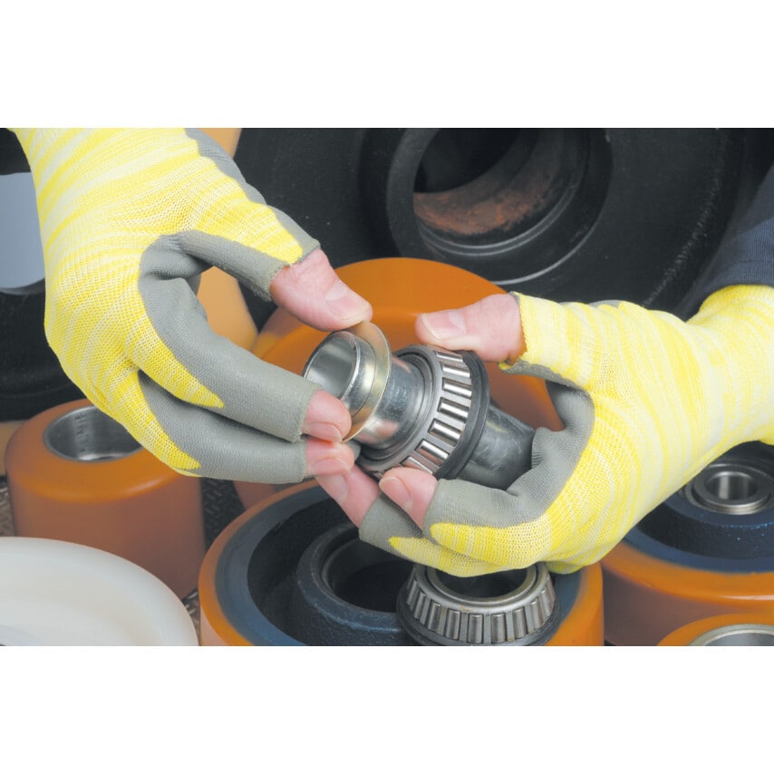 Marigold 3 Finger Gloves, Cut Resistant, Synthetic Palm Coated, Yellow/Grey, Siz