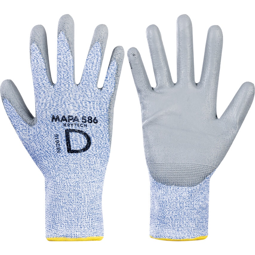 Mapa Professional Cut Resistant Gloves, PU Coated, Blue/Grey, Size 10
