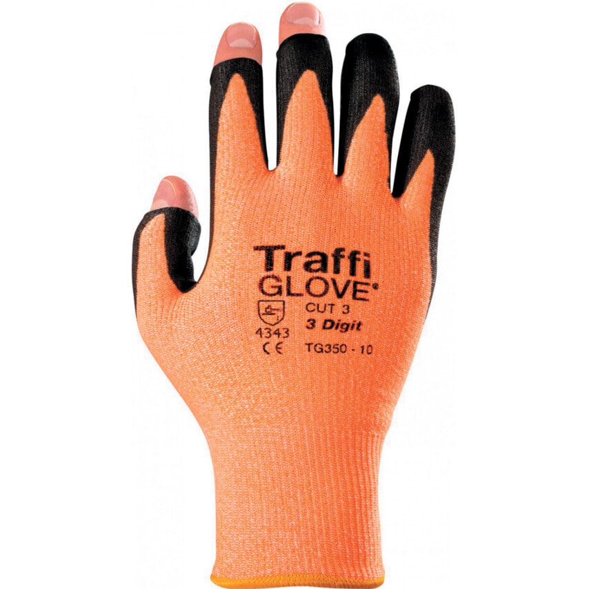 TraffiGlove Cut Resistant Gloves, 3 Exposed Finger at Zoro