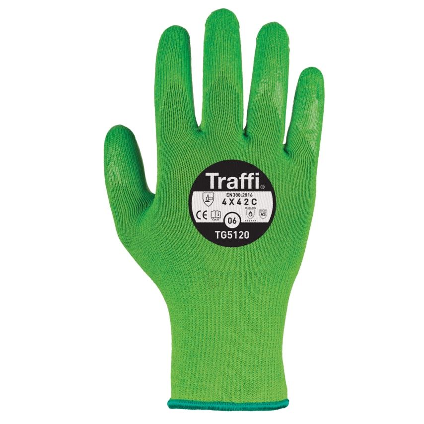 TraffiGlove Cohesion Silicon Palm Coated Glove Cut C Size 7- you get 10