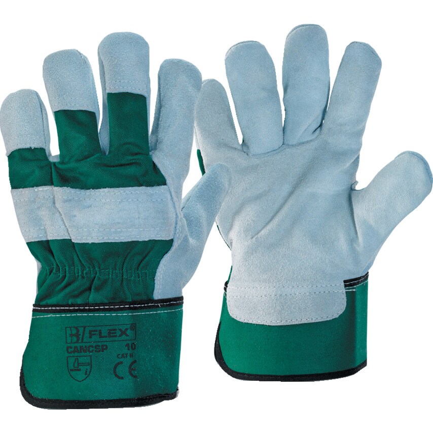 Shop Beeswift B Flex Mechanical Hazard Gloves, Leather, Green/Grey