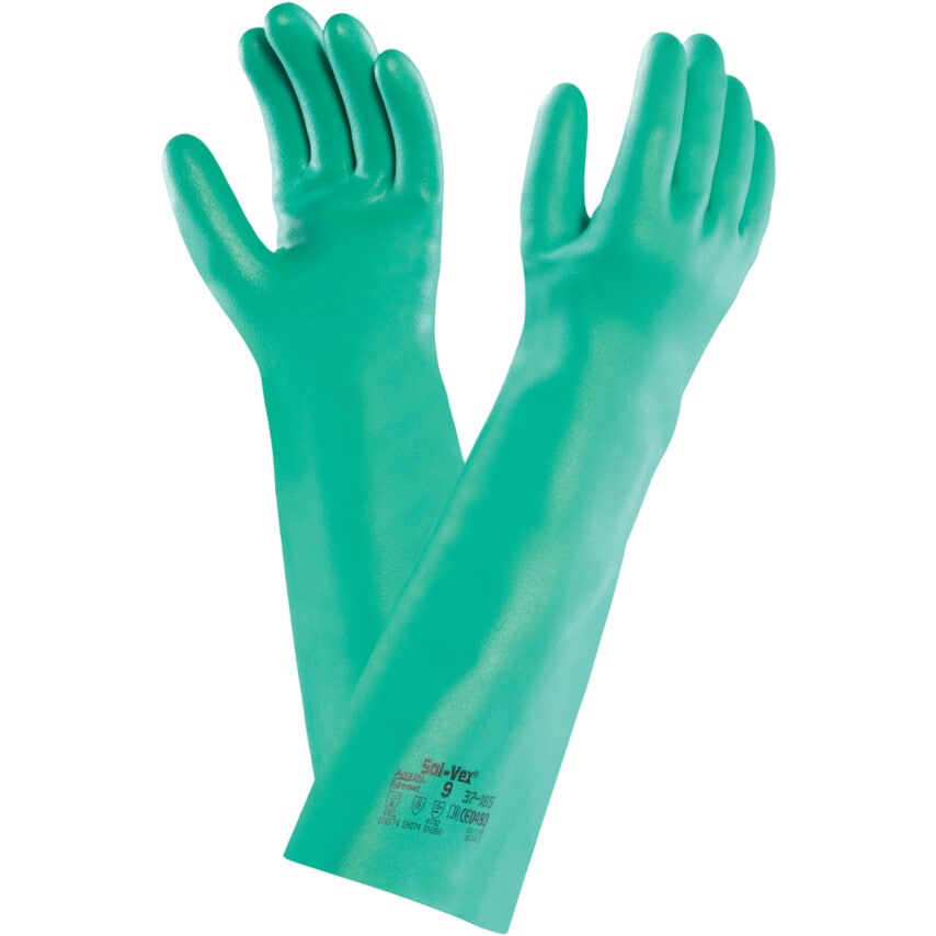 Shop Ansell 37186 Solvex Green Nitrile Gloves Size 9 Chemical
