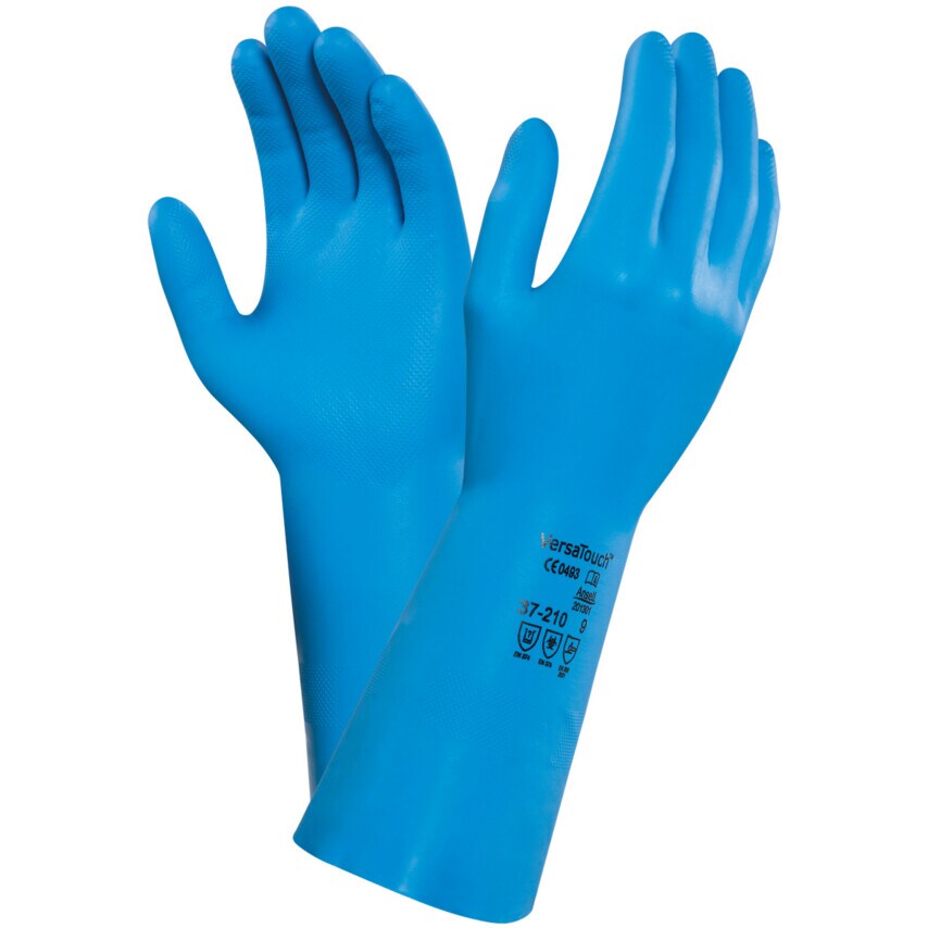 1 Pair Ansell Versatouch AlphaTec 87-195 Flocklined Latex Gloves Blue 1 Pair Ansell Versatouch AlphaTec 87-195 Flocklined Latex Gloves Blue