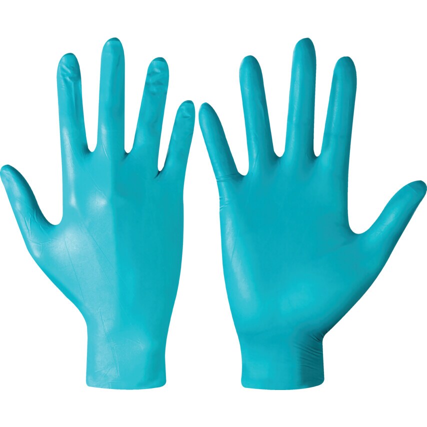 Skytec Disposable Gloves, Green, Nitrile, Powder Free, Textured Fingertips, Size