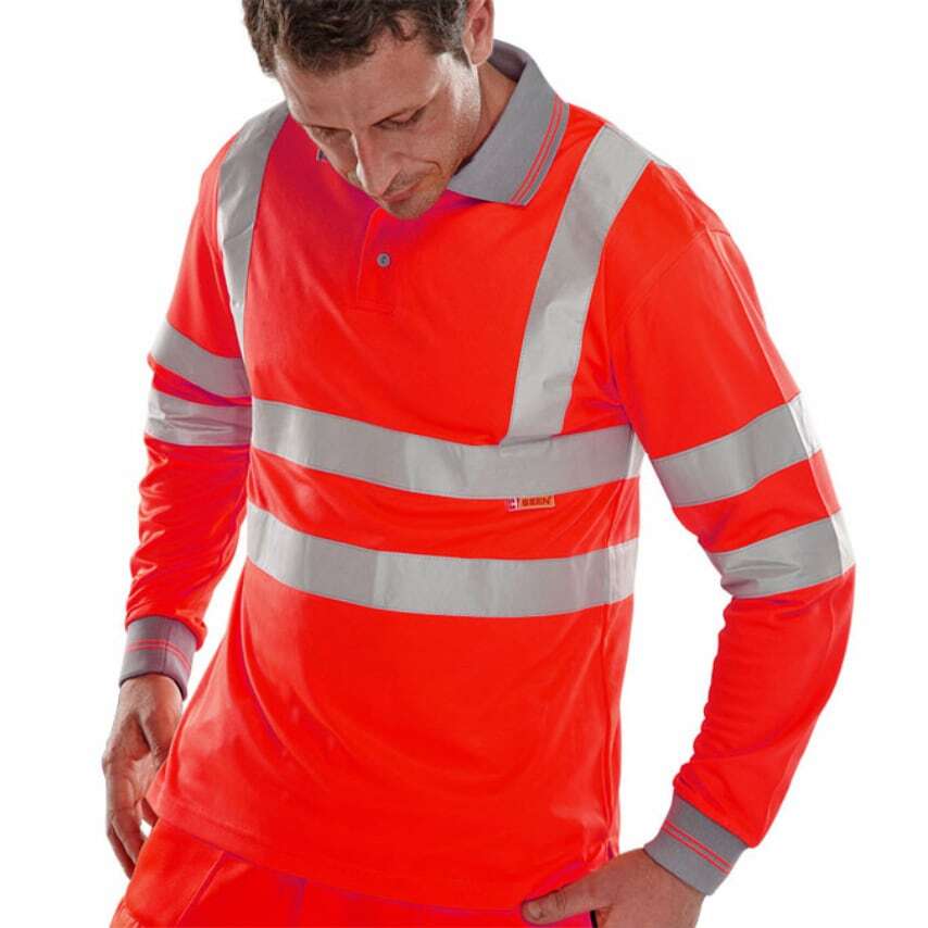 Beeswift BSEEN EN ISO 20471 LS POLO RED XXXL
