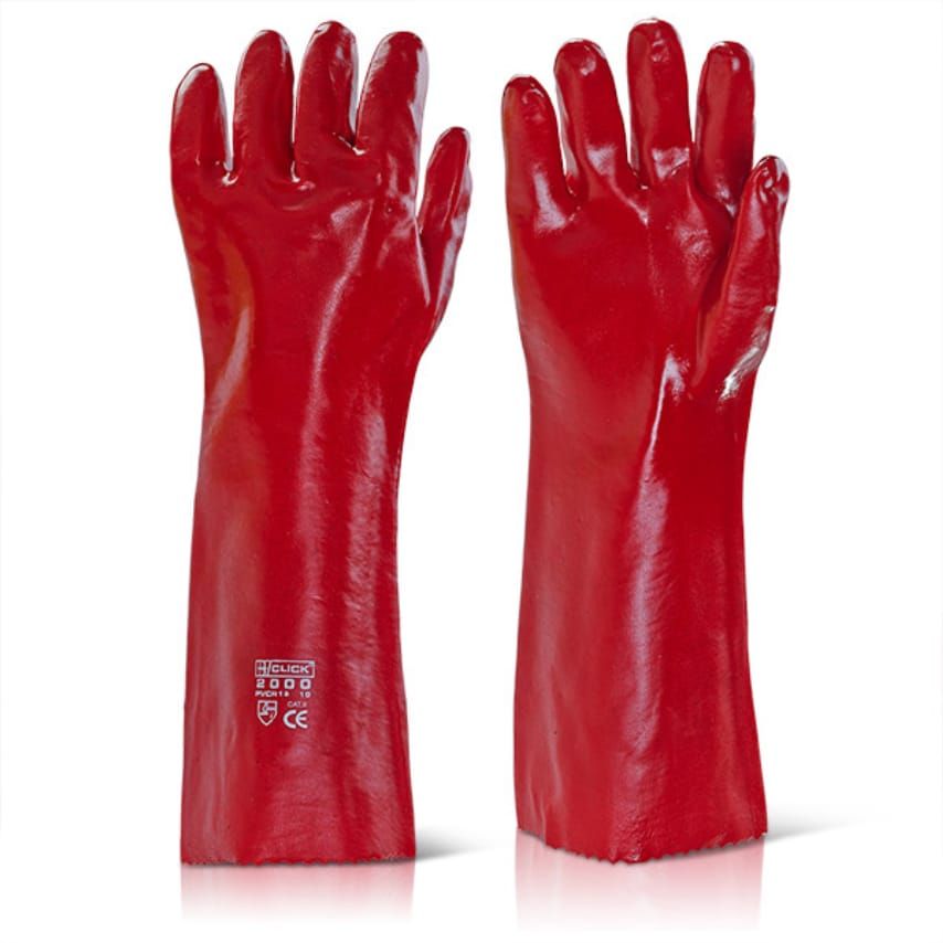 Beeswift PVC Gauntlet Open Cuff 18in Red- you get 50