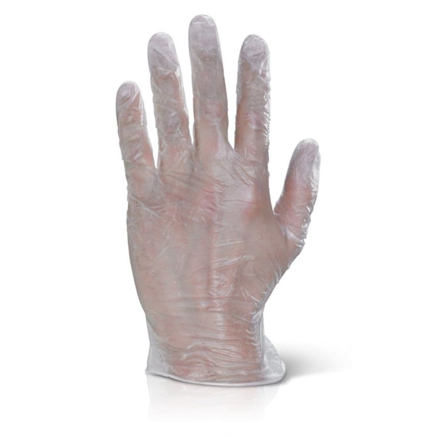 Beeswift Vinyl Examination Gloves Clear - Size L - Box of 1000