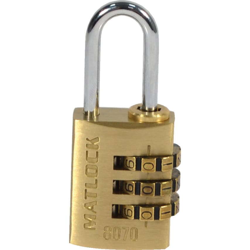 Matlock 3 Dial Brass Combination Padlocks - 20mm, Pack of 4