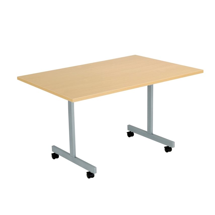 Tc One Eighty Tilting Table 1200 x 800 Silver Legs Nova Oak Rectangular Top