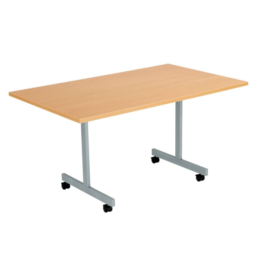 Tc One Eighty Tilting Table 1400 x 700 Silver Legs Beech Rectangular Top
