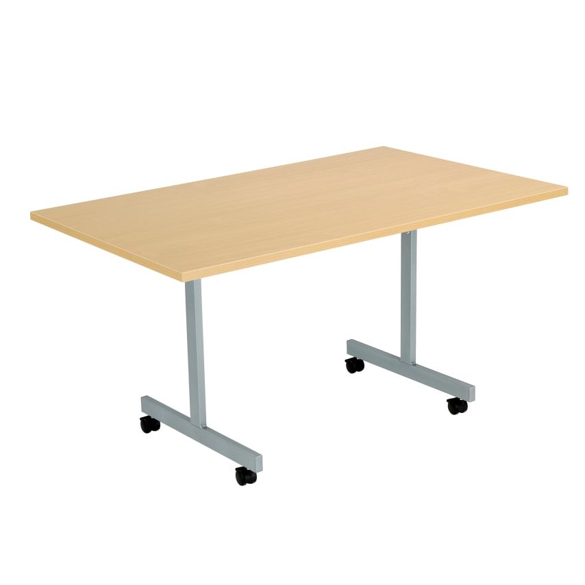 Tc One Eighty Tilting Table 1400 x 700 Silver Legs Nova Oak Rectangular Top