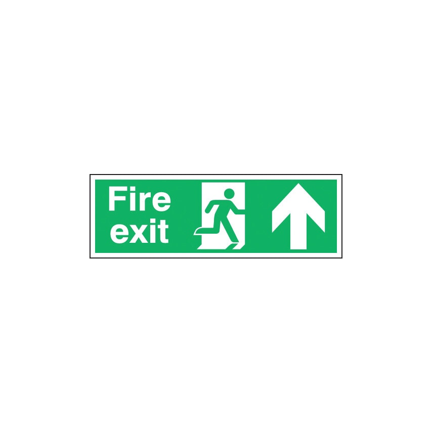 Sitesafe Fire Exit Arrow Up Vinyl Sign - 450 x 150mm