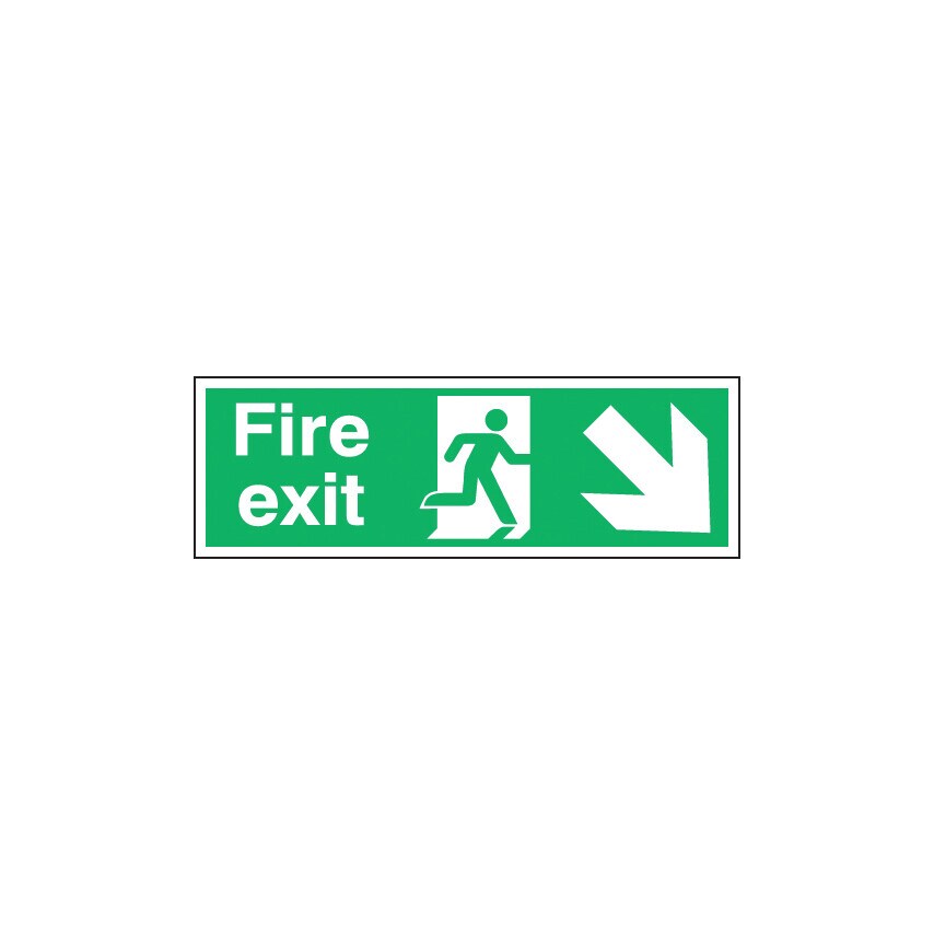 Sitesafe Fire Exit Arrow Down Rigid PVC Sign - 450 x 150mm