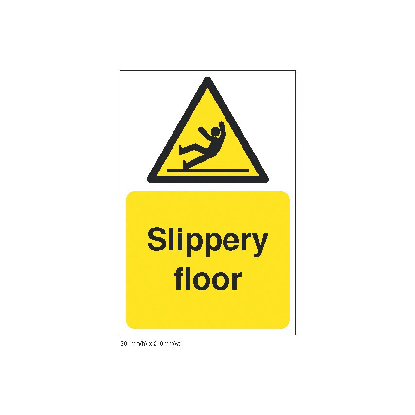 Sitesafe Slippery Floor Rigid PVC Z-barrier Warning Sign - 200 x 300mm