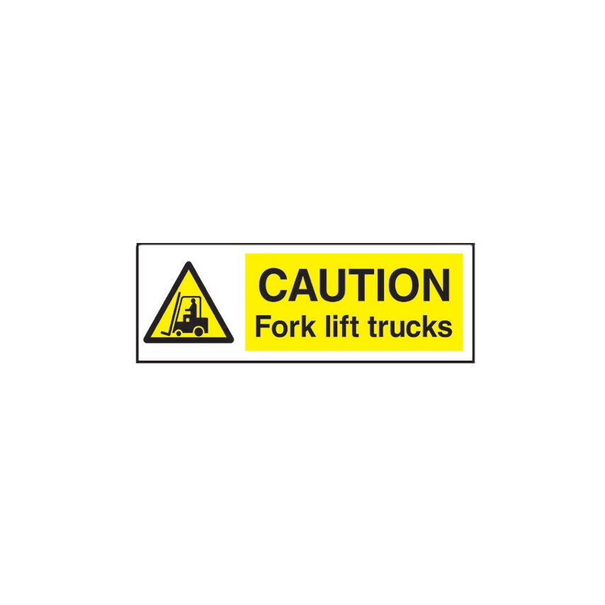 Sitesafe Fork Lift Trucks Rigid PVC Caution Sign - 300 x 100mm