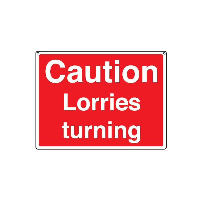 Sitesafe General Construction Lorries Turning Rigid PVC Sign - 600 x 450mm