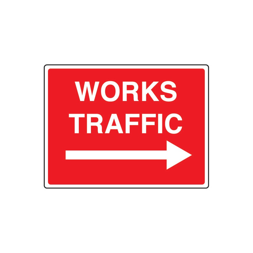 Sitesafe General Construction Arrow Right Rigid PVC Sign - 600 x 450mm