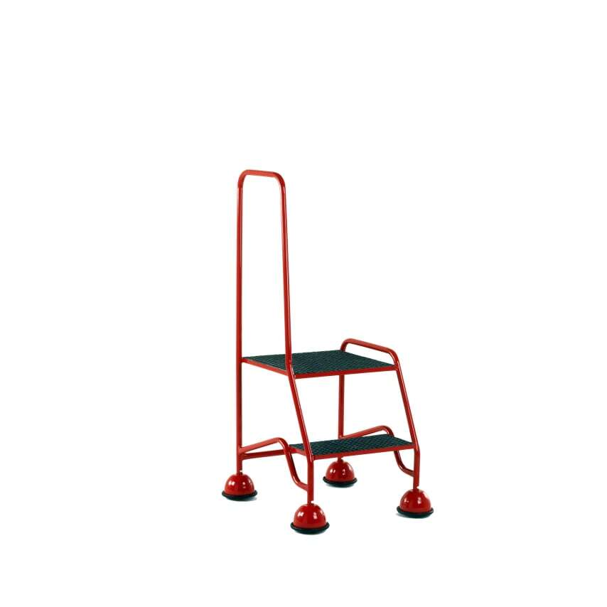 Steptek 2 Tread Step Single Handrail GRP Grating Treads Red