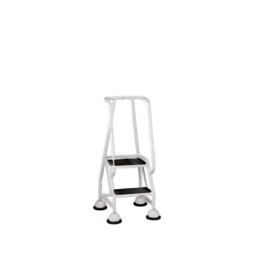 Steptek 2 Tread Step Full Handrail Rubber Treads with Tread Clamps White