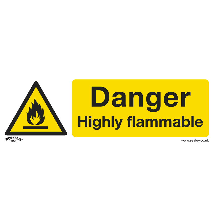 Worksafe Safety Sign - Danger Highly Flammable - Self-adhesive Vinyl - Picture 1 of 1