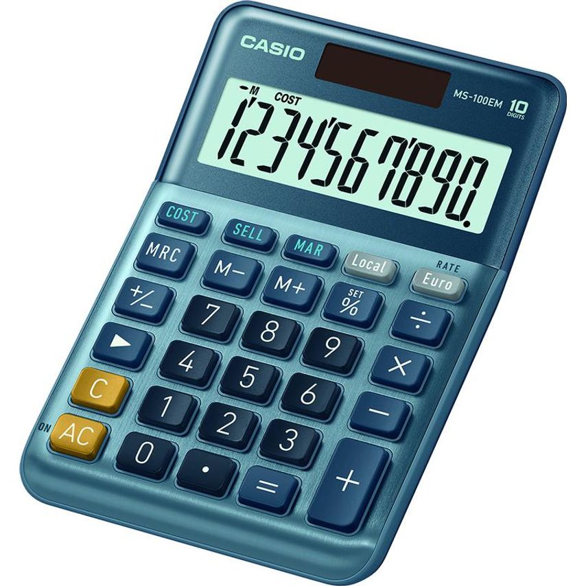 Casio MS-100EM 10 Digit Desktop Calculator Silver MS-100EM