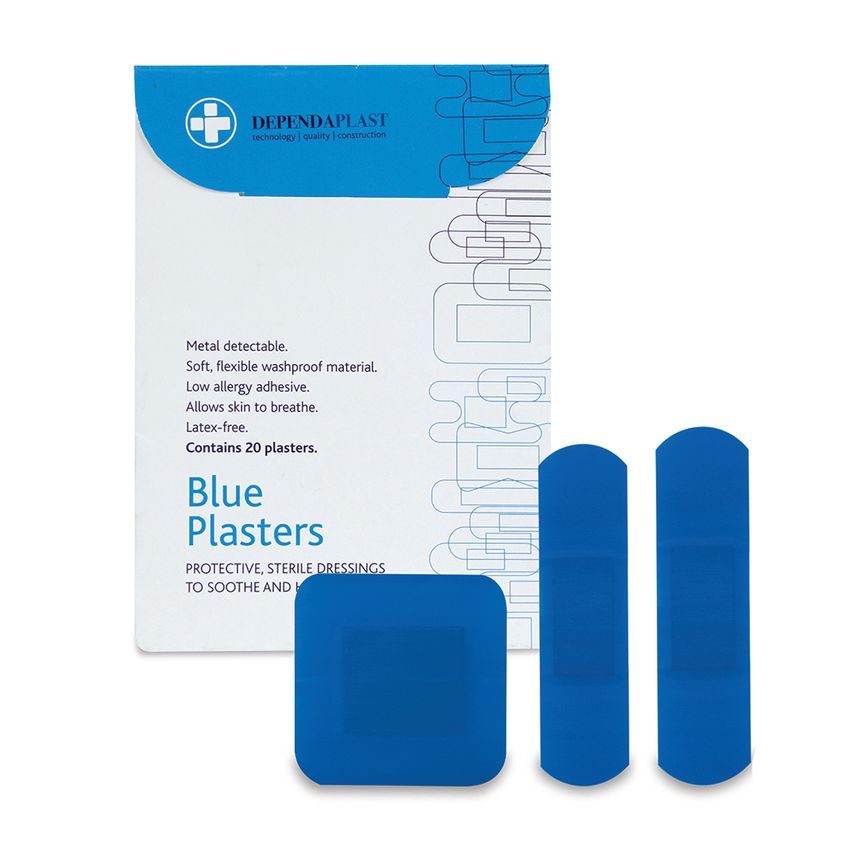 Reliance Medical Blue Food Area Plasters Assorted Wallet of 20- you get 500